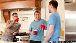 Four horny handsome studs fucking raw and blowing cocks