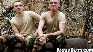 Brunette soldier Justin Lewis flip fuck before intense deep drilling