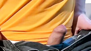 Smoking and uncut cock  stroking by young Stone Solo session