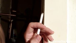 Skater Jay Marx works his nine inches cock while chainsmoking in the hallway