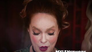 Summer Hart and Audrey Madison seduce a young lad into fucking together with Emmy Dem