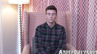 Muscular army jock teasing and jerking off his hard boner