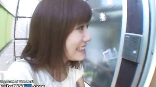 Japanese sensual busty babe helps fan to cum