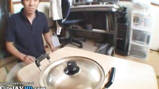 Japanese sensual busty babe helps fan to cum