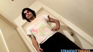 Straight thug Devin wanks his big dick until he is satisfied
