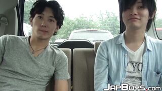 Naughty Asian Manabu strokes Kais hairy cock and tastes his jizz