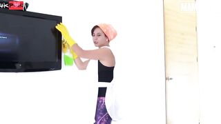 short hair maid Rosa Roca eats her boss fat penis for lunch and ride it stunning