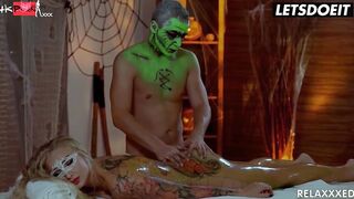LETSDOEIT - Big Titted cougar Kalya Green Enjoying Halloween Night At The Spa Center Inside Cutie Raunchy Boned