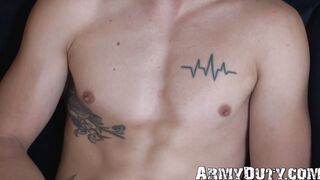 Army newcomer Austin solo anal plays and masturbates