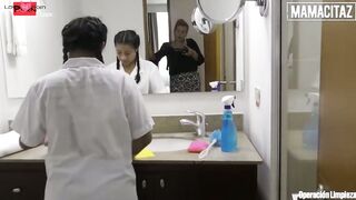 red haired patroness Sofia Zarate rewards her maid Maria Antonia Alzate after work with sex