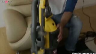 Blonde Katie Kox fucking inside the living room with her titties