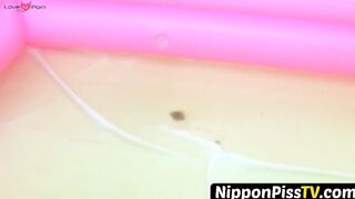 NipponPissTV.com - Japanese schoolgirl with hairy pussy peeing outside in public view