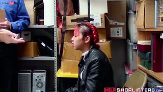 MILF shoplifter Christy Love fucked while Asian teen watches