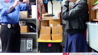 MILF shoplifter Christy Love fucked while Asian teen watches
