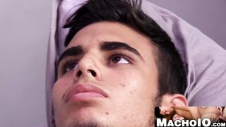 MachoIO.com - Young Latino men take turns blowing each others big dicks