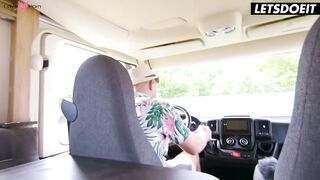 Road Trip lesbo sex with stepmom, step daughter and her two friends