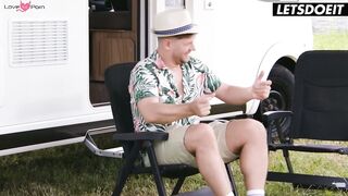 Road Trip lesbo sex with stepmom, step daughter and her two friends