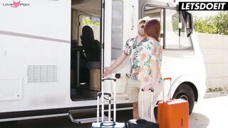 Road Trip lesbo sex with stepmom, step daughter and her two friends