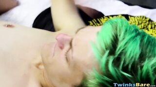 Green haired teen ass hole gets pounded and destroyed