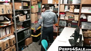 Buff cop daddy hard fucks a slim shoplifter til he cums