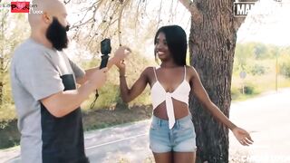 Exhibitionist cunt with mouth Boni Brown takes white penis into her black twat