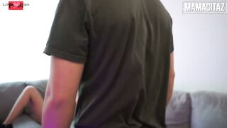 Vulgar Hispanic caught masturbating and fucks the landlord