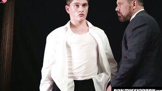 BoyMissionary.com - Naughty jock wanks off while being disciplined with his pastor's