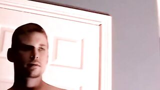 Amateur guy strokes his cock to porn while recorded with cam