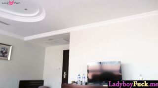 Busty ladyboy swallowed big white cock