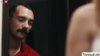 Horny guy caught by wife fucking their TS babysitter