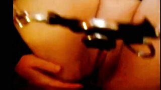 Handcuffed sub anal plugged and nailed