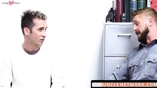 SayUncleNetwork.com - Inked young man's load blown after a raw police drilling