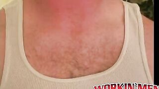 Hairy stud strokes his massive dick and shoots thick loads