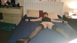 Tied-up MILF Reaches Orgasm with 3 Toys in DP Action