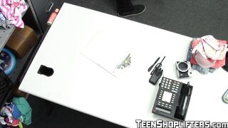 Tiny redhead babe interrogated by officer before missionary
