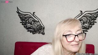 Blonde amateur mature with glasses