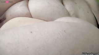 Slave Eva's plump face gets covered in cum