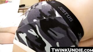 TwinkUndie.com - Jimmy's undie cock sucking and licking with Dustin