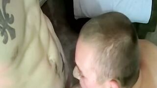 Bareback threesome with two youngster and one mature homo