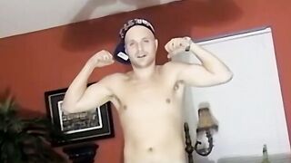 Solo amateur toys with his throbbing cock and cums