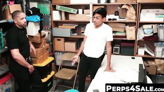 Horny hunk officer gets sloppy blowjob from sweet thief