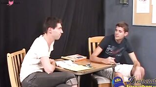 Being in detention Ryley Nyce and Adam Loren start to fool around and grope each othe