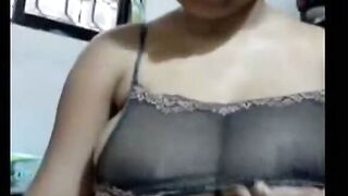 Indian Amateur Exposes Her Large Breasts on Webcam