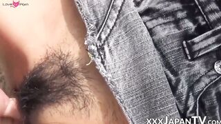 Nubile Japanese amateur fingered in public closeup
