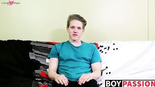 Blond twink with fat ass interviewed and dicked down raw