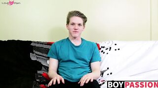 Blond twink with fat ass interviewed and dicked down raw