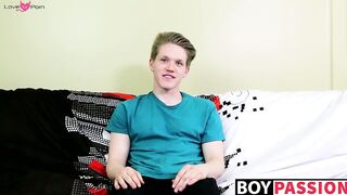 Blond twink with fat ass interviewed and dicked down raw