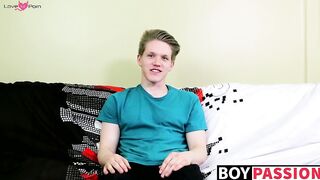 Blond twink with fat ass interviewed and dicked down raw