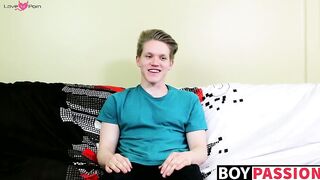 Blond twink with fat ass interviewed and dicked down raw
