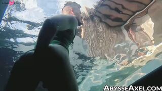 Flexing cursed hole and nipple playing in the pool by sexy Axel Abysse